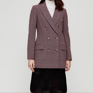Aritzia- Wilfred Double Breasted Plaid Blazer